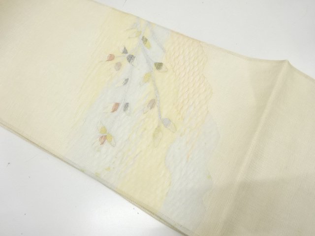 アンティーク　すくい織　草花模様織り出し袋帯（材料）